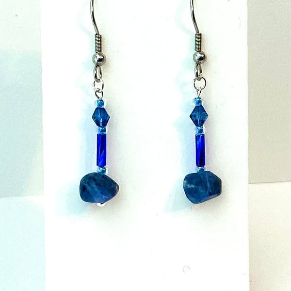 Sodalite Beaded Earrings - (short drop)