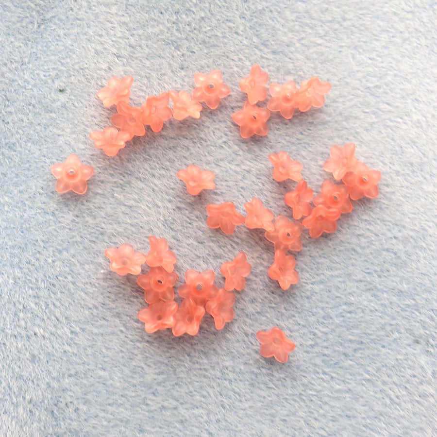 Peach Lucite flower beads