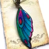 Blue Purple Red and Green Fairy Wing Necklace