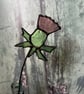Stained glass thistle stem - purple Scottish thistle 