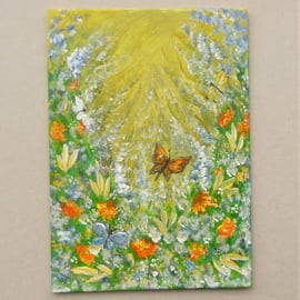 fantasy butterfly garden acrylic art painting ( ref F 568.A2 )