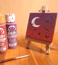 Bats at Dusk Miniature Canvas with Easel - original mini halloween art - Image 4