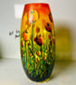 A hand painted and and fired spring glass vase by Andrew Jenkins  - Image 4