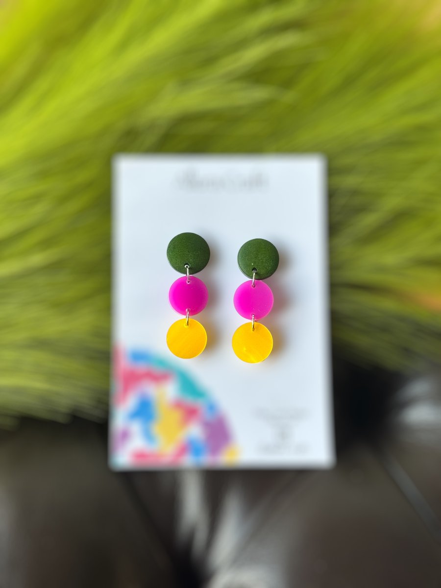 Three Circle Pop Drop Earrings