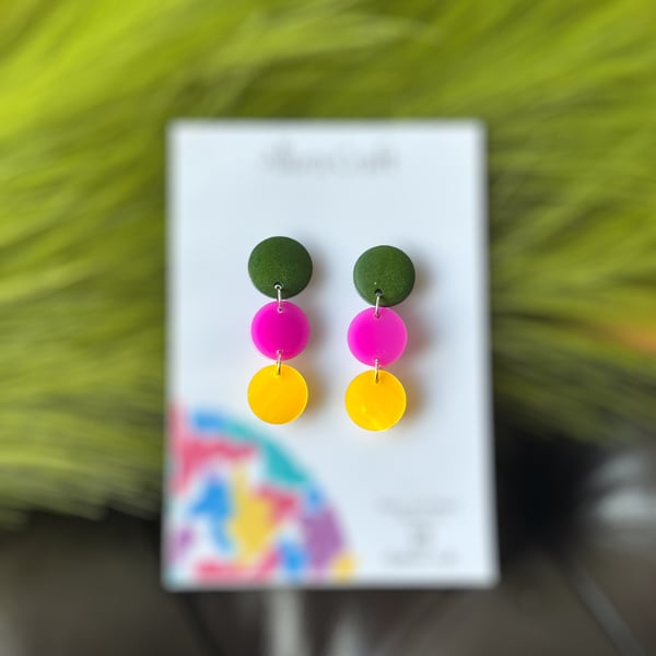 Three Circle Pop Drop Earrings