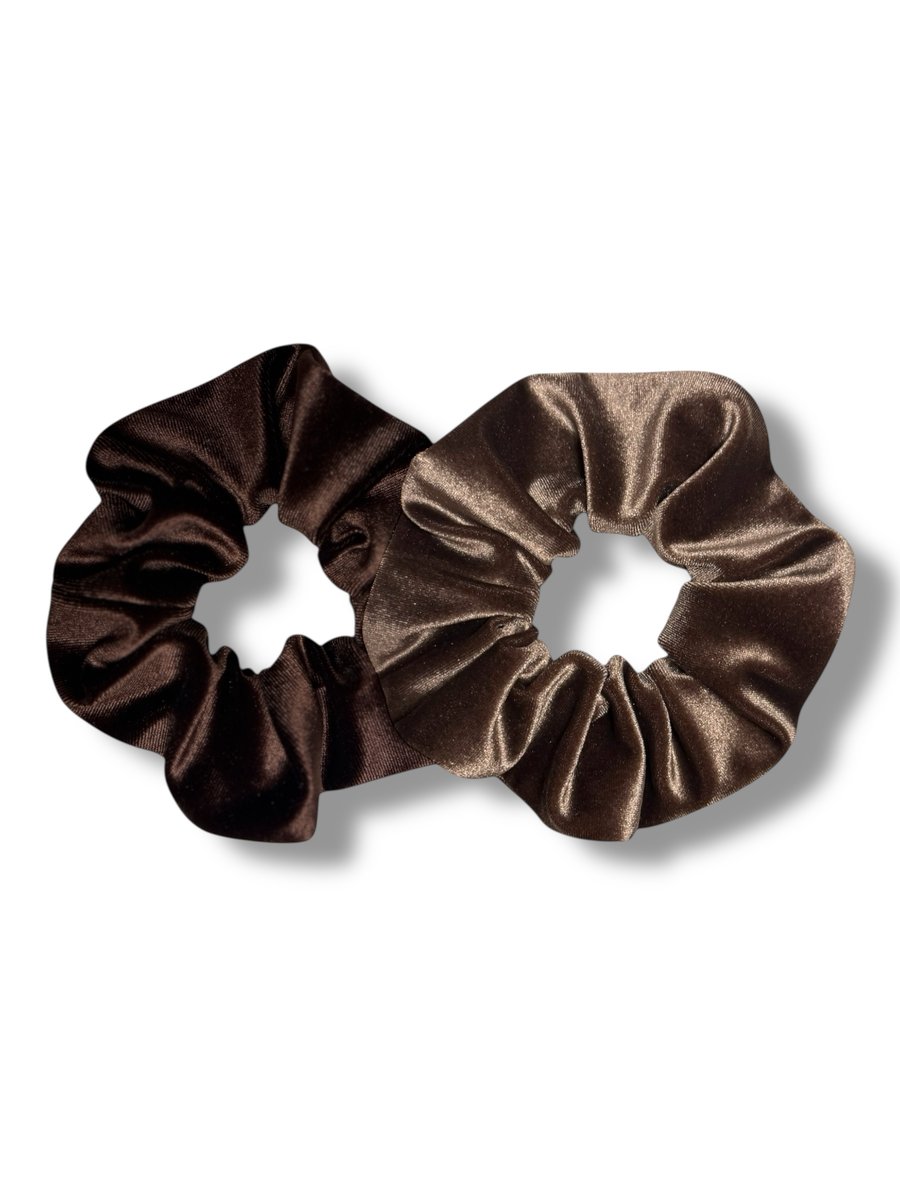 Set of 2 - Chocolate & Mocha Velvet Scrunchies - Large
