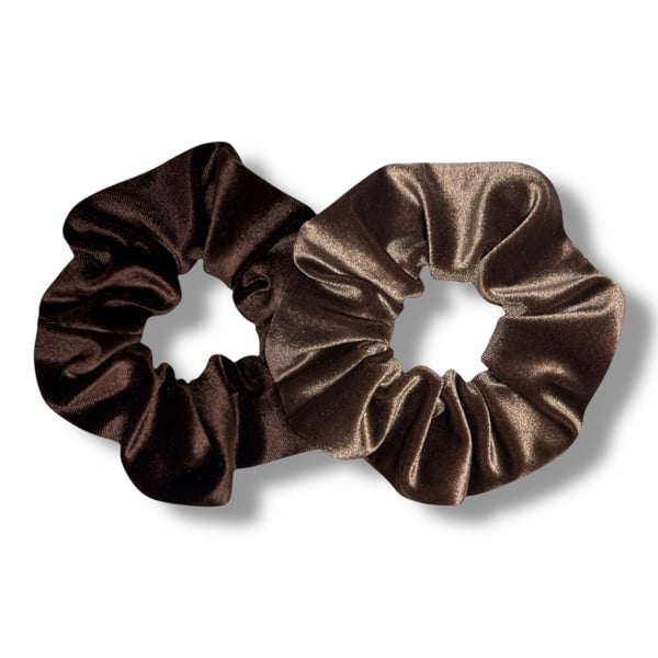 Set of 2 - Chocolate & Mocha Velvet Scrunchies - Large