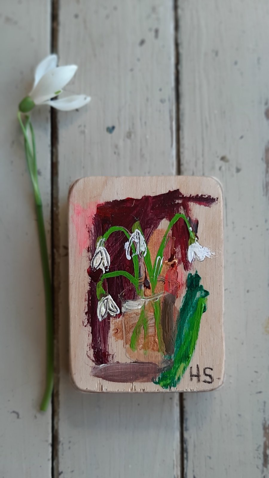 Pretty miniature spring flowers painting 