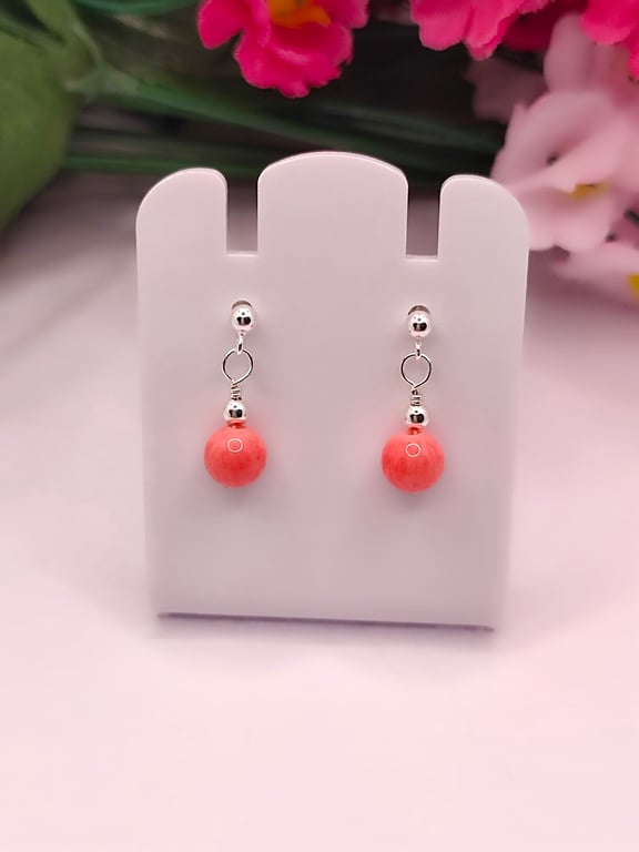 Pink Mediterranean Coral French Post Style Earrings