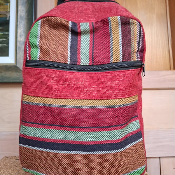 Red striped backpack