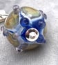turquoise blue browns yellows pinks lampwork glass beaded pendant necklace - Image 2