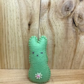 Felt Green Rabbit. (054)