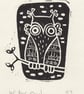 Winter Owl - lino cut print Christmas card - Image 3