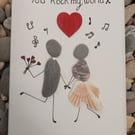 You rock my world, Valentines pebble art card