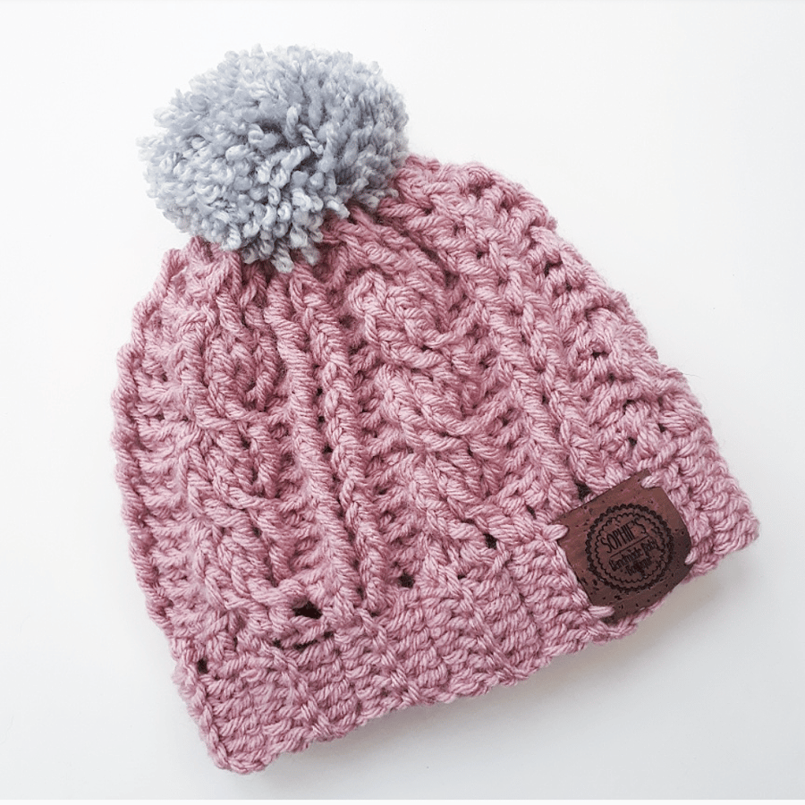 Baby girl hat, baby girl winter hat, toddler winter hat, pink baby hat, baby hat