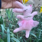 Pink Felt Ballerina Bunny Hanging Decoration - Handcut and Handmade  