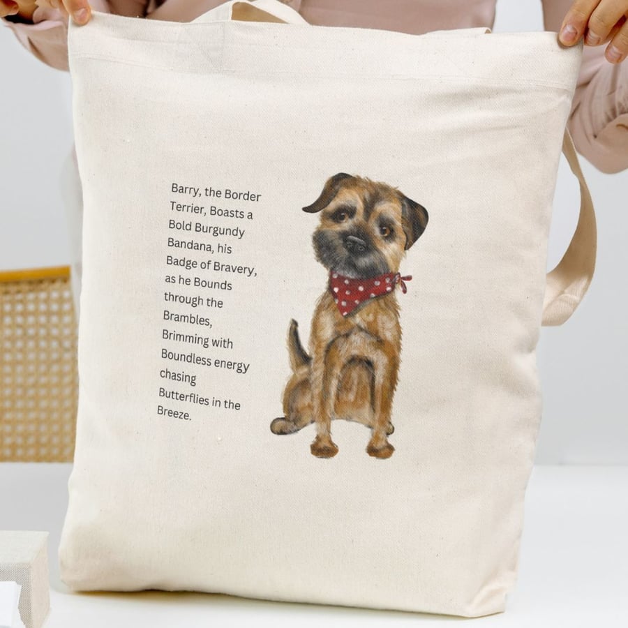 Barry the Border Terrier loves - Tote bag, cotton, kind for the environment