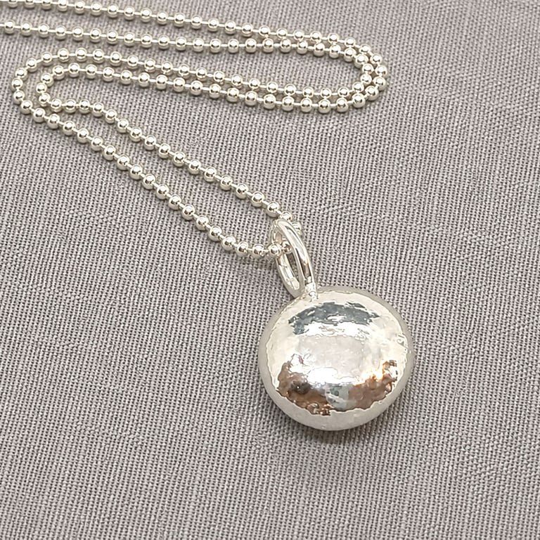 Silver Pebble Necklace, Molten Silver Pendant, Minimalist Jewellery