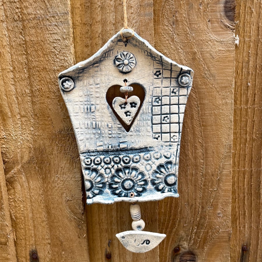 Blue and white wall hanging