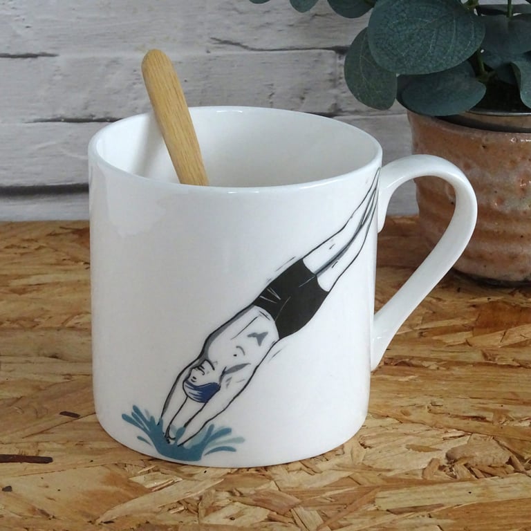 Male Swimmer Mug - swimming quote, Father’s Day, wild swimming, sea swimming