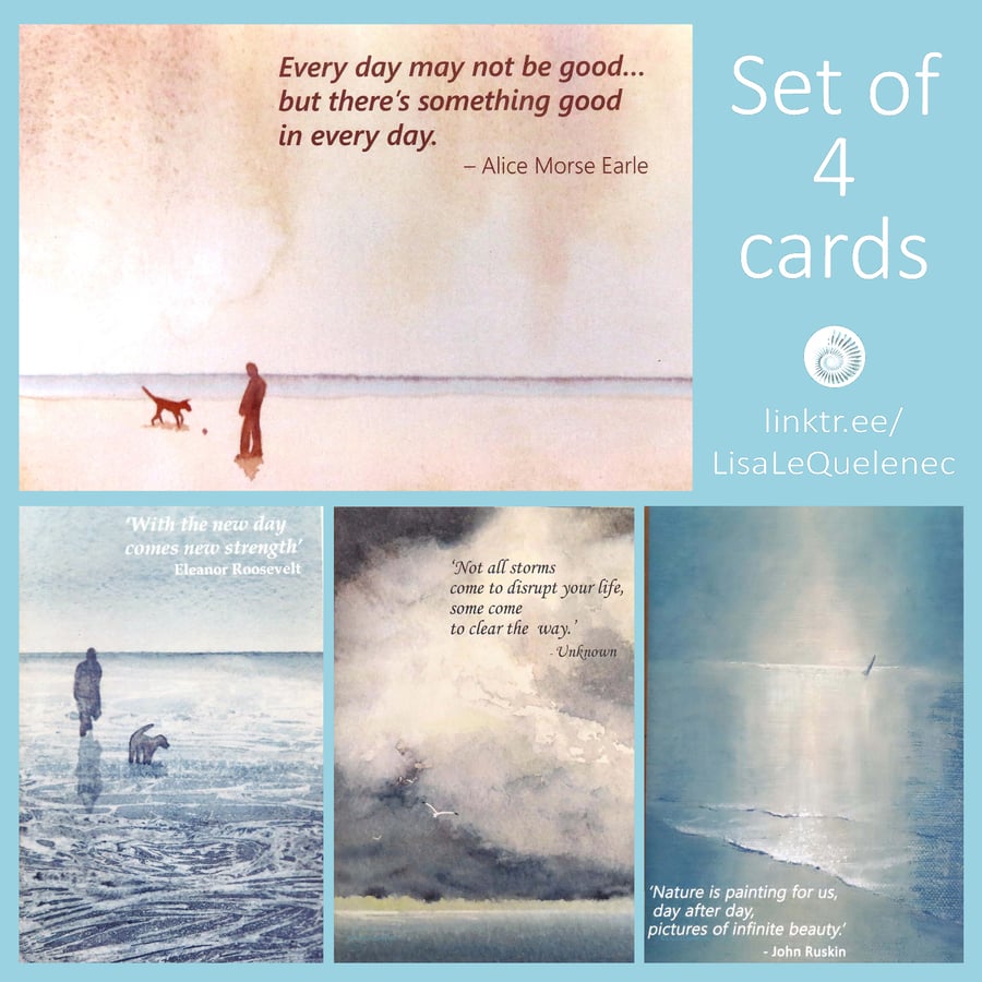 Blank coastal art card sets with inspiring words of wisdom bundle cello free