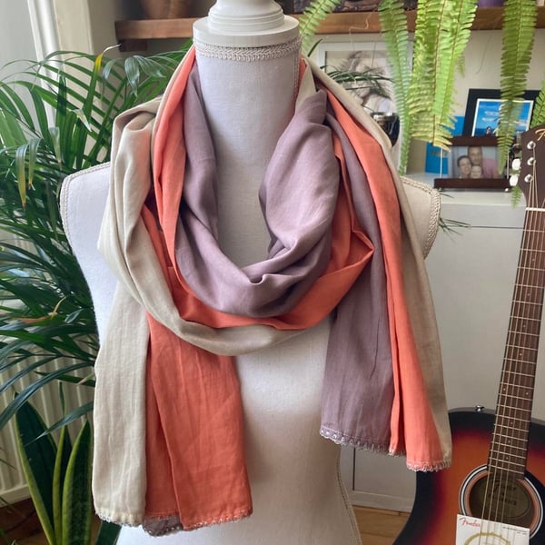 Casual Rectangular Solid Cotton Scarf - Double Sided Shawl-Unisex Spring Summer