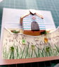 3D Beach Hut Desk Art, Handmade Coastal Watercolour, One-of-a-Kind Seaside Gift - Image 4