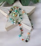 Pearl & Gemstone Necklace or Wrap Bracelet on Waxed Cord