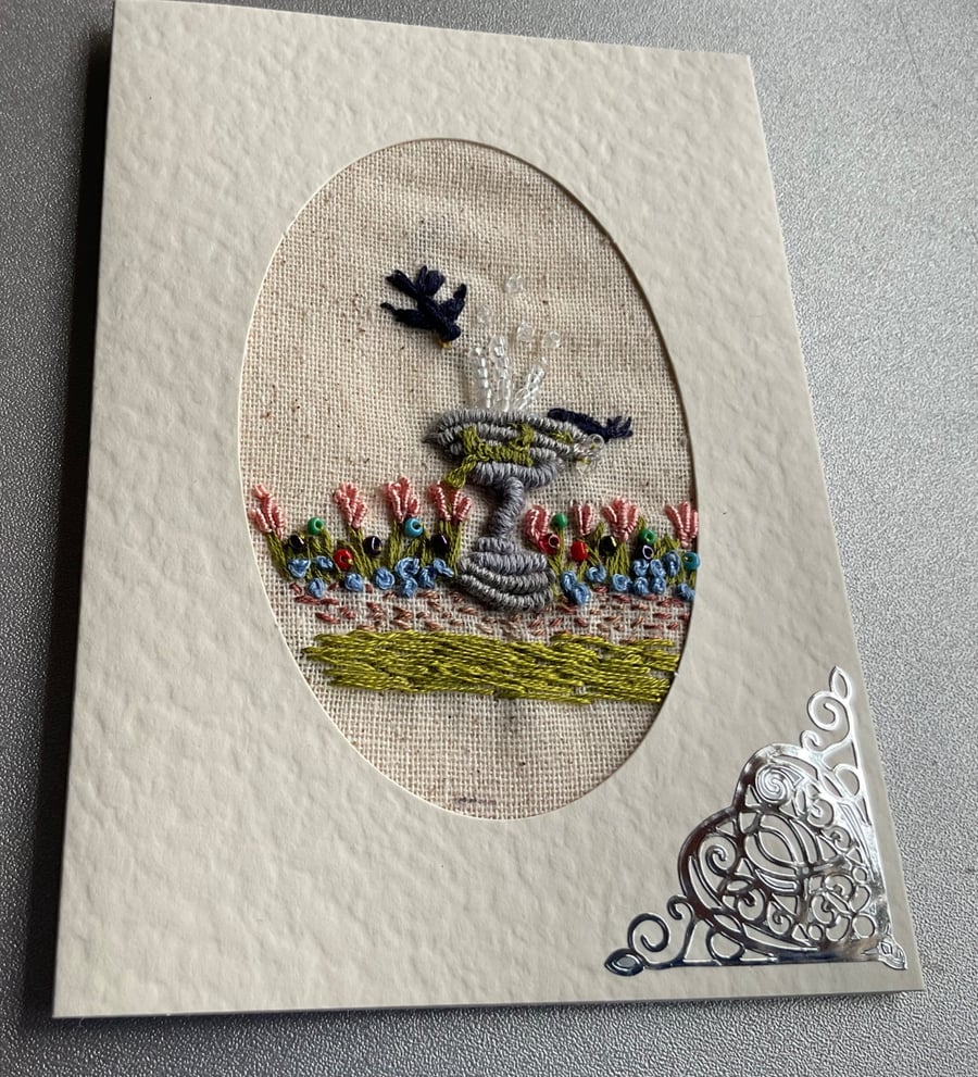 Pretty embroidered Birthday Card 