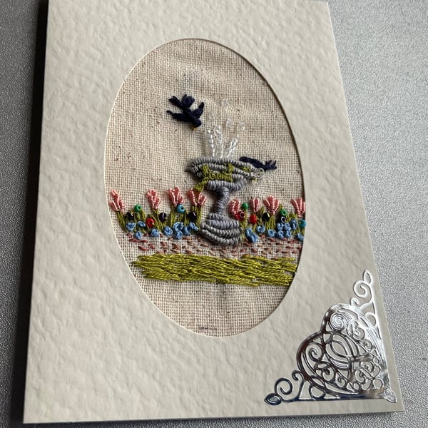 Pretty embroidered Birthday Card 