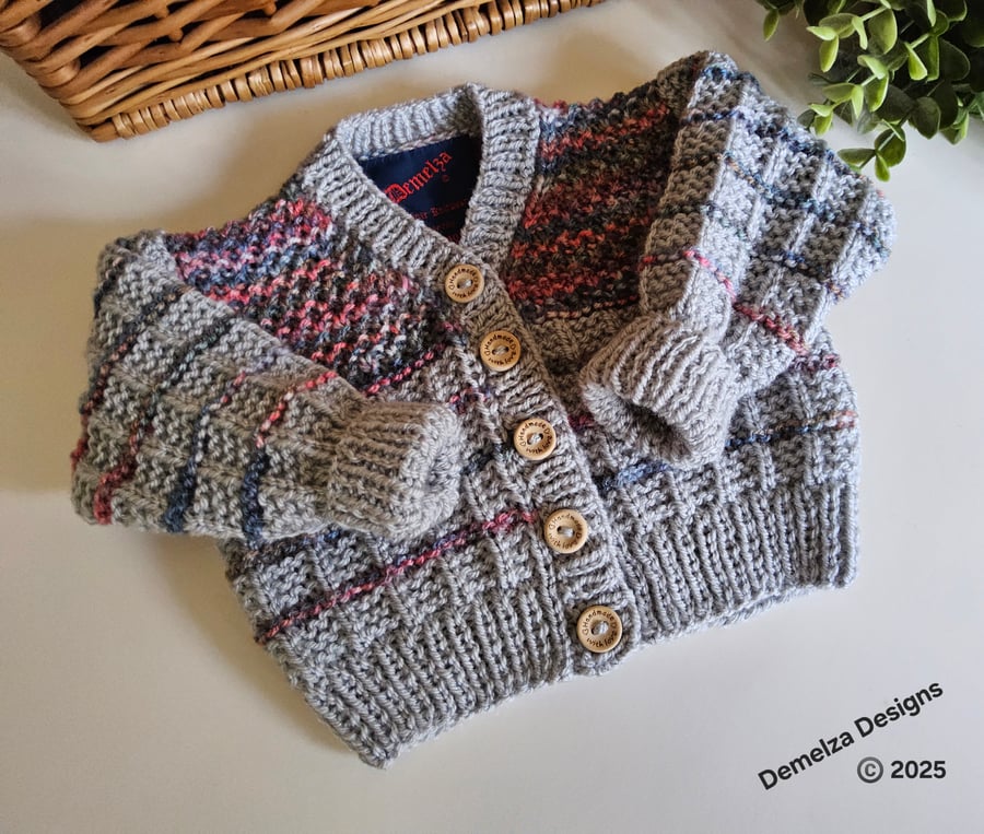 Hand Knitted Designer Baby Cardigan 0-3 months 
