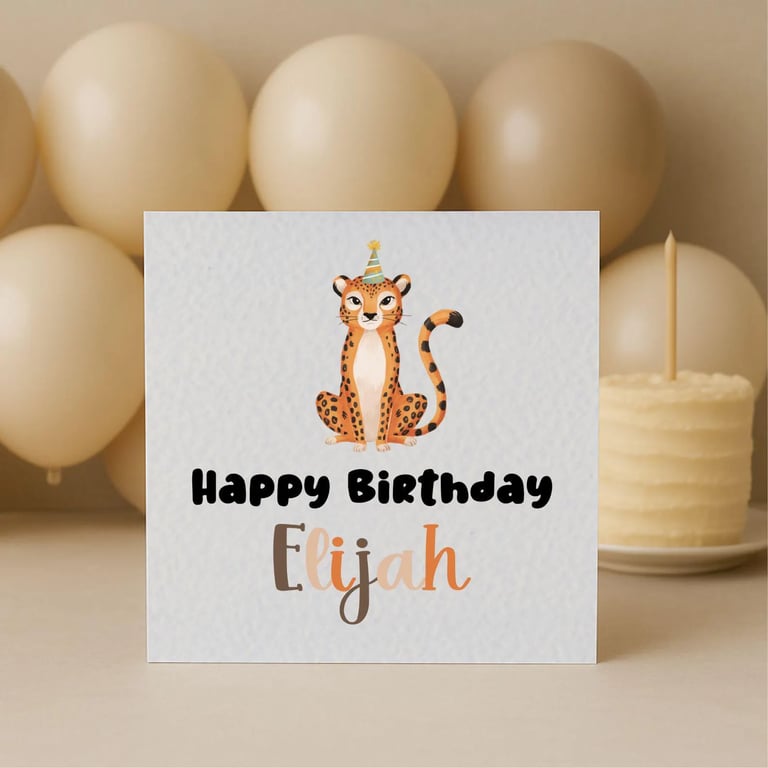   Whimsical Birthday Leopard Greeting Card