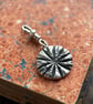 Sterling Silver Double Sided Poppy Head and Leaf Pendant Charm