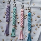 Crown Knot Macrame Keychain - Bag Charm with Colour matching bead 