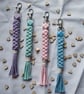Crown Knot Macrame Keychain - Bag Charm with Colour matching bead 