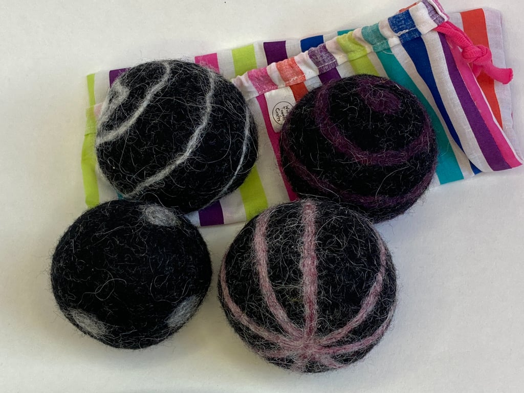 Wool tumble dryer balls. Energy saving and plastic free. Spots and spirals