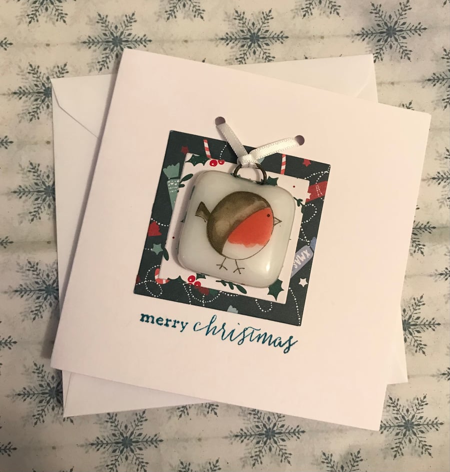 Christmas Card with Fused Glass Decoration