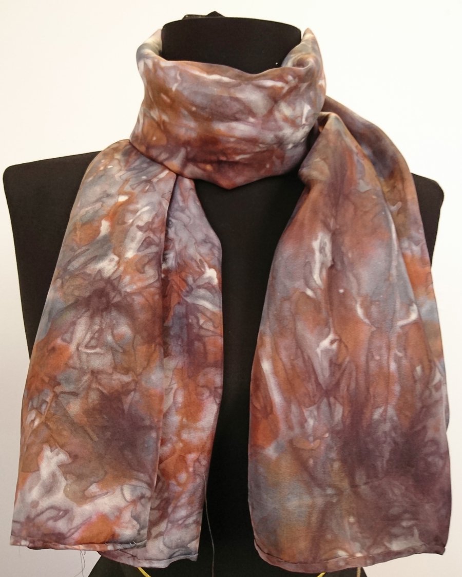 'Beautiful in Brown' - Hand Painted Silk Scarf