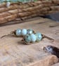 Sage & Mint Green Czech Glass Bead Earrings. Wirework Earrings in Antiqued Brass - Image 3