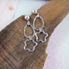 Earrings, Sterling Silver, Hammered Open Wire Star and Teardrop