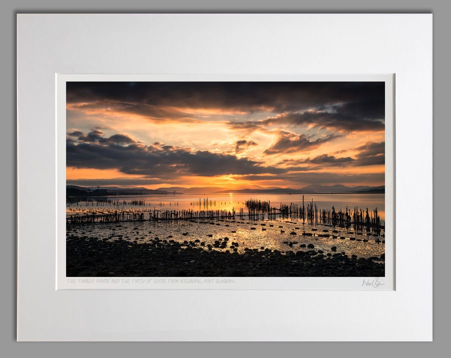 The Timber Ponds & Firth of Clyde Port Glasgow Scotland - A3 (50x40cm) Unframed 