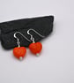 orange glass heart earrings - Image 3