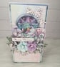 Handmade Christmas Card (119) Pastel Winter Scene with Flowers.  - Image 3