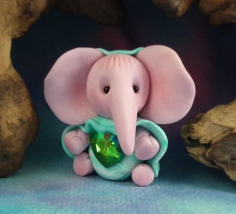 Village Elephant 'Shona' with gemstone OOAK Sculpt by Ann Galvin