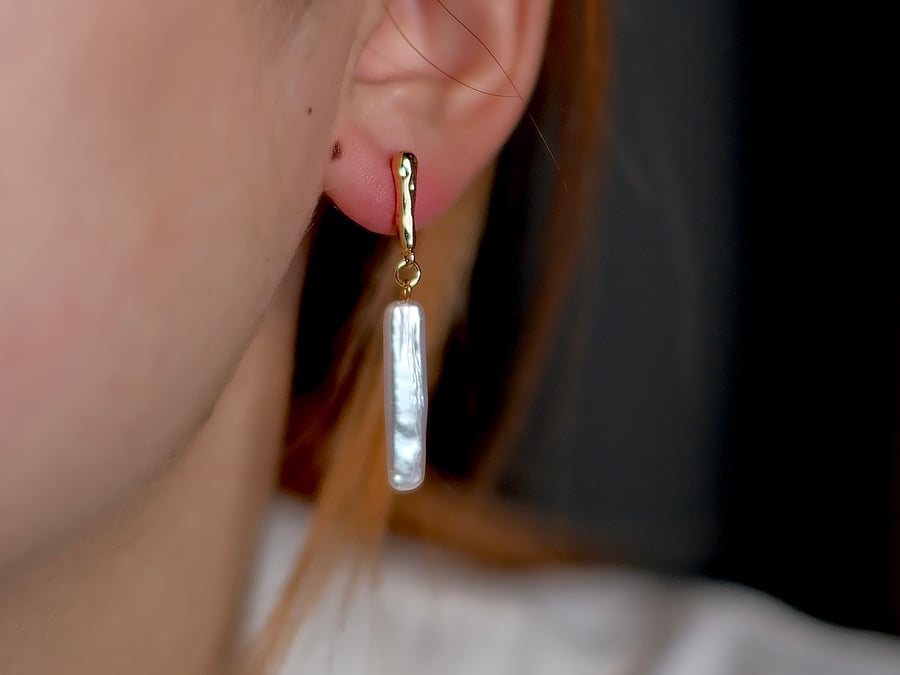 Baroque Elegance Stick Pearl Earrings Folksy