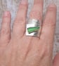 Unique Chuky Light Green Seaham Seaglass Wide Textured Spiral  Ring  - Image 5