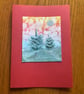 Hand painted Yule Christmas Card 'Crazy Sky and Trees'