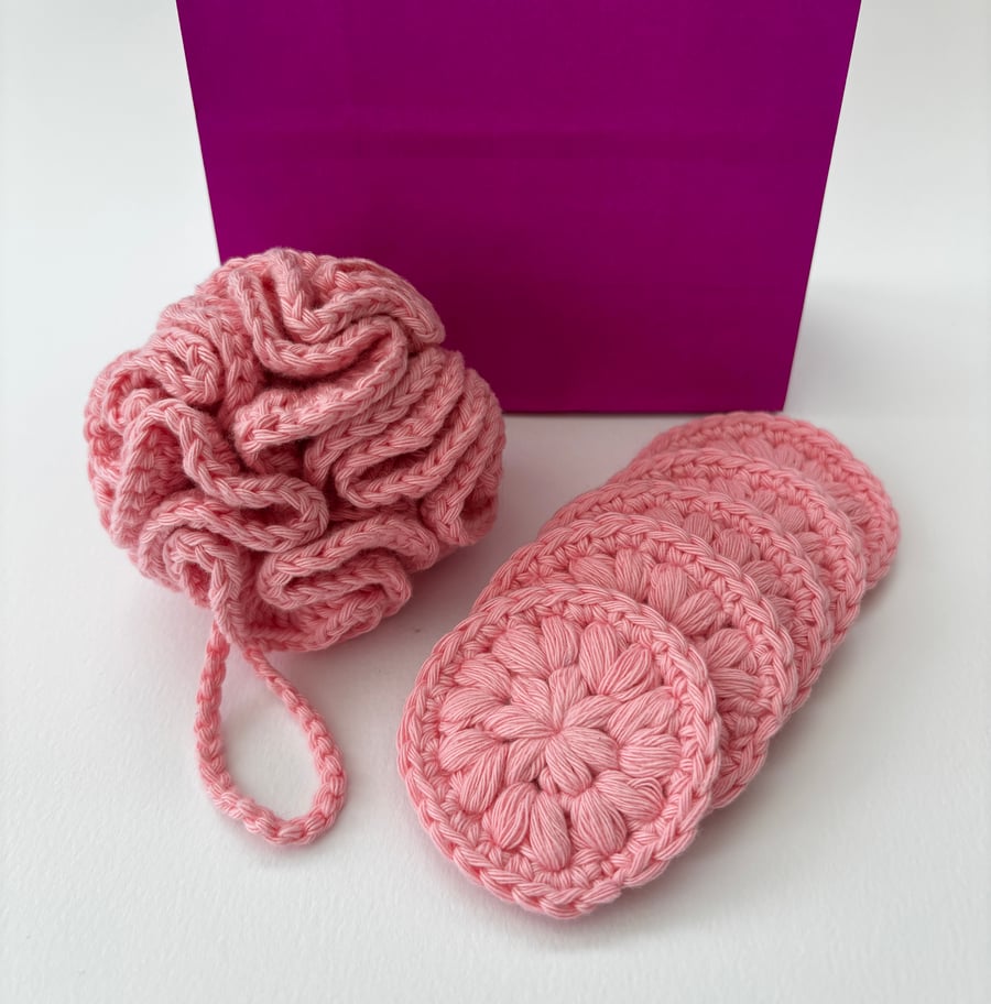 Crochet Spa Set - Bath Puff & Face Scrubbies