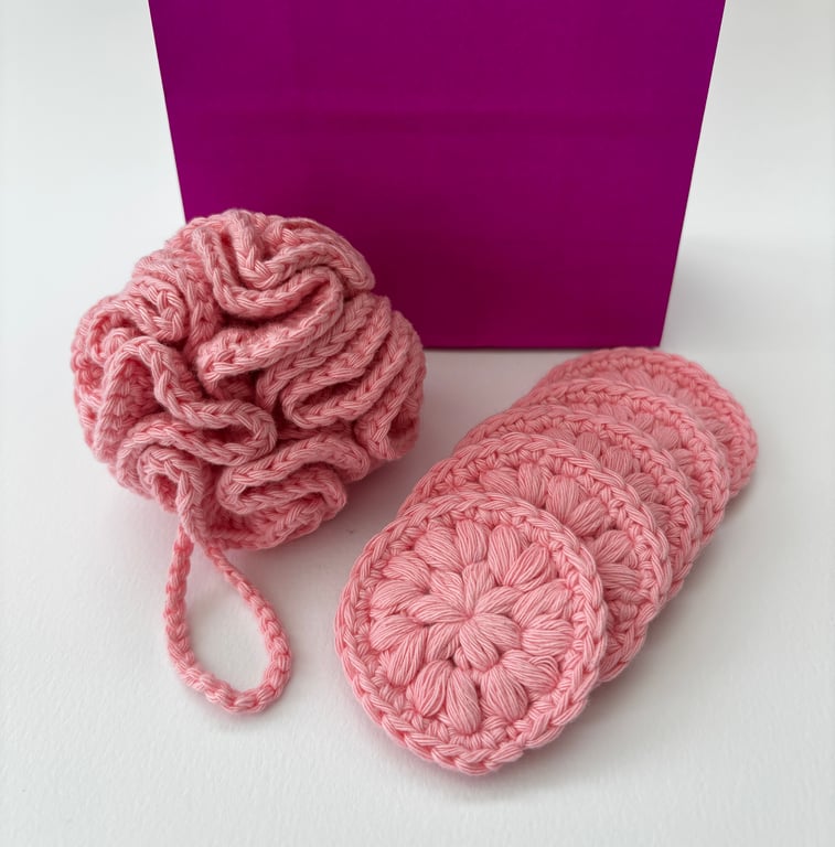 Crochet Spa Set - Bath Puff & Face Scrubbies