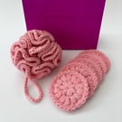 Crochet Spa Set - Bath Puff & Face Scrubbies